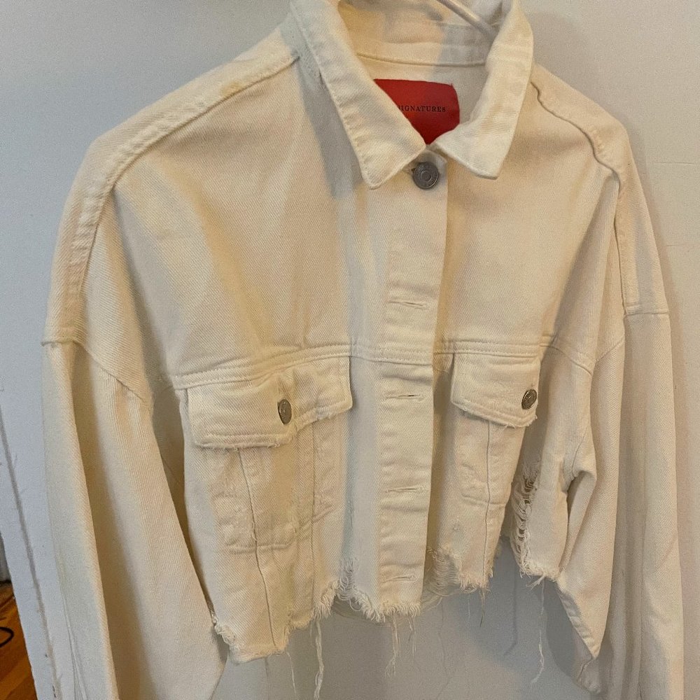 Boutique White Cropped Jean Jacket
